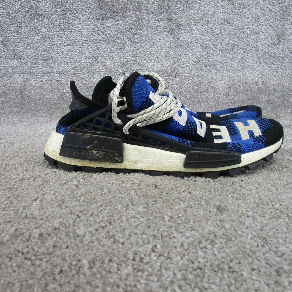Adidas Nmd Human Race Trail X Pharrell Mens Size 8 Bbc Blue Plaid Ef7387